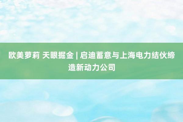 欧美萝莉 天眼掘金 | 启迪蓄意与上海电力结伙缔造新动力公司