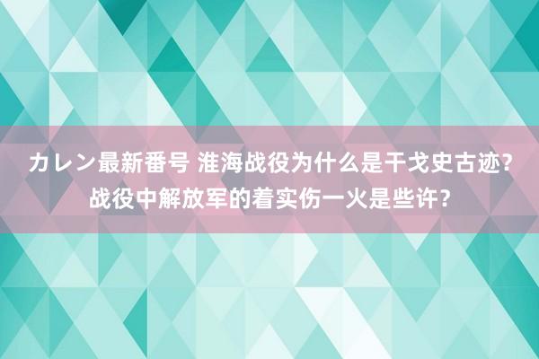 カレン最新番号 淮海战役为什么是干戈史古迹？战役中解放军的着实伤一火是些许？
