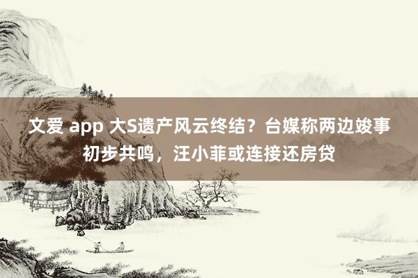 文爱 app 大S遗产风云终结？台媒称两边竣事初步共鸣，汪小菲或连接还房贷