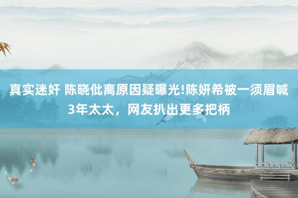 真实迷奸 陈晓仳离原因疑曝光!陈妍希被一须眉喊3年太太，网友扒出更多把柄