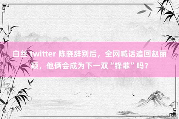白丝 twitter 陈晓辞别后，全网喊话追回赵丽颖，他俩会成为下一双“锋菲”吗？