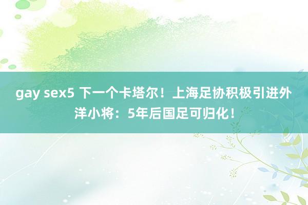 gay sex5 下一个卡塔尔！上海足协积极引进外洋小将：5年后国足可归化！