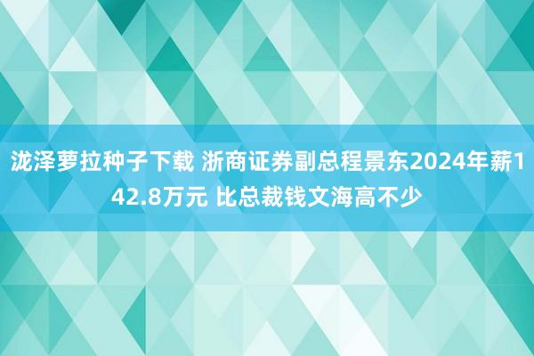 泷泽萝拉种子下载 浙商证券副总程景东2024年薪142.8万元 比总裁钱文海高不少