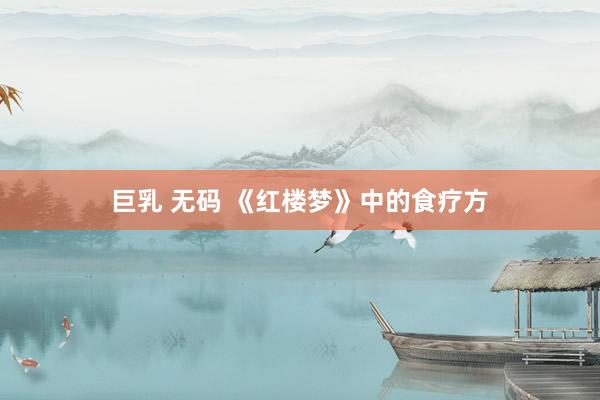 巨乳 无码 《红楼梦》中的食疗方